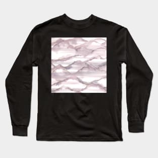 Pink Waves Watercolor Long Sleeve T-Shirt